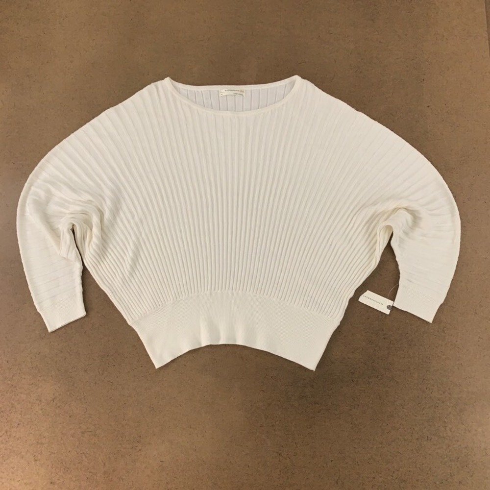 Anthropologie Womens XS Karla Pullover Sweater Ivory Ribbed Dolman Sleeves New
